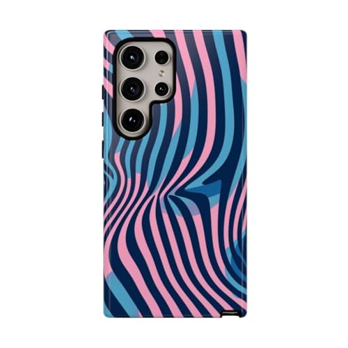 Coque Samsung S24 Ultra motif illusion d'optique rose et bleu - Protection rigide brillante
