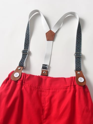 Image of Boarnseorl Baby Boys Pants Sets, Infant Long Sleeve Shirt + Pants + Bow Tie + Suspenders Outfits