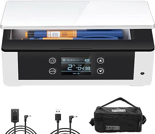 DARZYS Insulin Refrigerated, Insulin Cooler Box, Large Capacity Portable Refrigerated Box Insulin - Refrigerator Portable Electric Cooler Interferon Insulin Drug(1battery)
