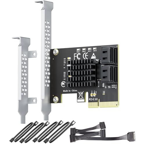 Image of 4-Port SATA Expansion Card (PCIe 3.0 x4 to 6Gbps SATA Card), Supports OS Boot, Compatible with Windows /Mac /Linux /NAS