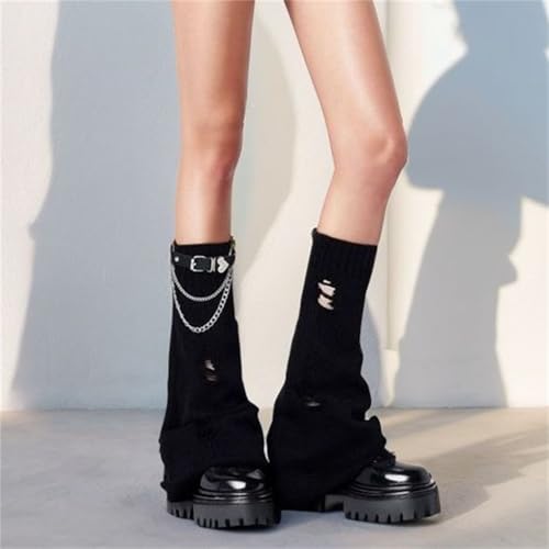 Goth Knitted Leg Warmers for Women Y2k Cute Alt Rave Long Punk Scene4