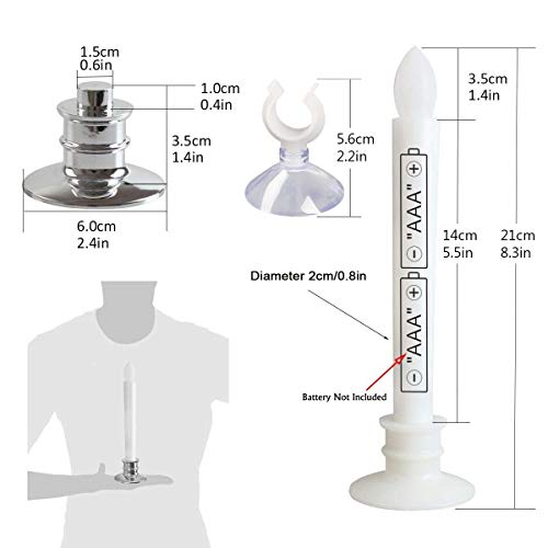 Image of 10 Pack Flameless Taper Candles with Remote /Timer & Suction Cup, Battery Operated Flickering LED Window Candles, Vintage Christmas Electric Fake Candlesticks, Silver Holder