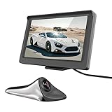 VOJKOREL Side View Camera 5 inch HD Surveillance System, IP68 Waterproof Blind spot Camera with HD LCD Screen Parking Assistance System, Silver