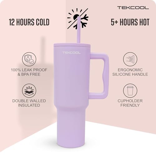 Image of Tumbler with lid and Straw 1200ML Cup Stainless Steel Hot and Cold with Handle and Lid 2 Straw Vacuum Insulated Tumbler for Water, Iced Tea or Coffee Office Gym Travelling