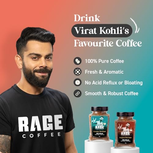 Image of Rage Coffee Silk Blend Instant Coffee | Belgian Chocolate & Creamy Hazelnut Silk Blend Flavoured Coffee 60 GMs Each | Premium, Bold & Smooth | Pack of 6