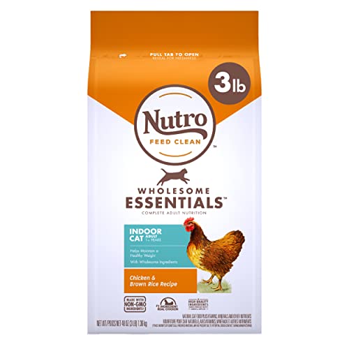 NUTRO WHOLESOME ESSENTIALS Adult Indoor Natural Dry Cat Food for Healthy Weight Farm-Raised Chicken & Brown Rice Recipe…