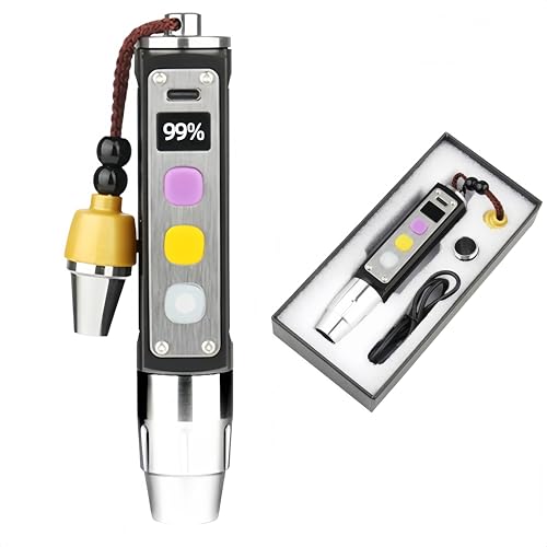 3 Light Sources Jade Identification Flashlight, Professional Diamond Gem Tester, Rechargeable Super Bright Jade Jewelry Diamond Appraisal Detection Light Lamp (White/Yellow/Purple 365nm)