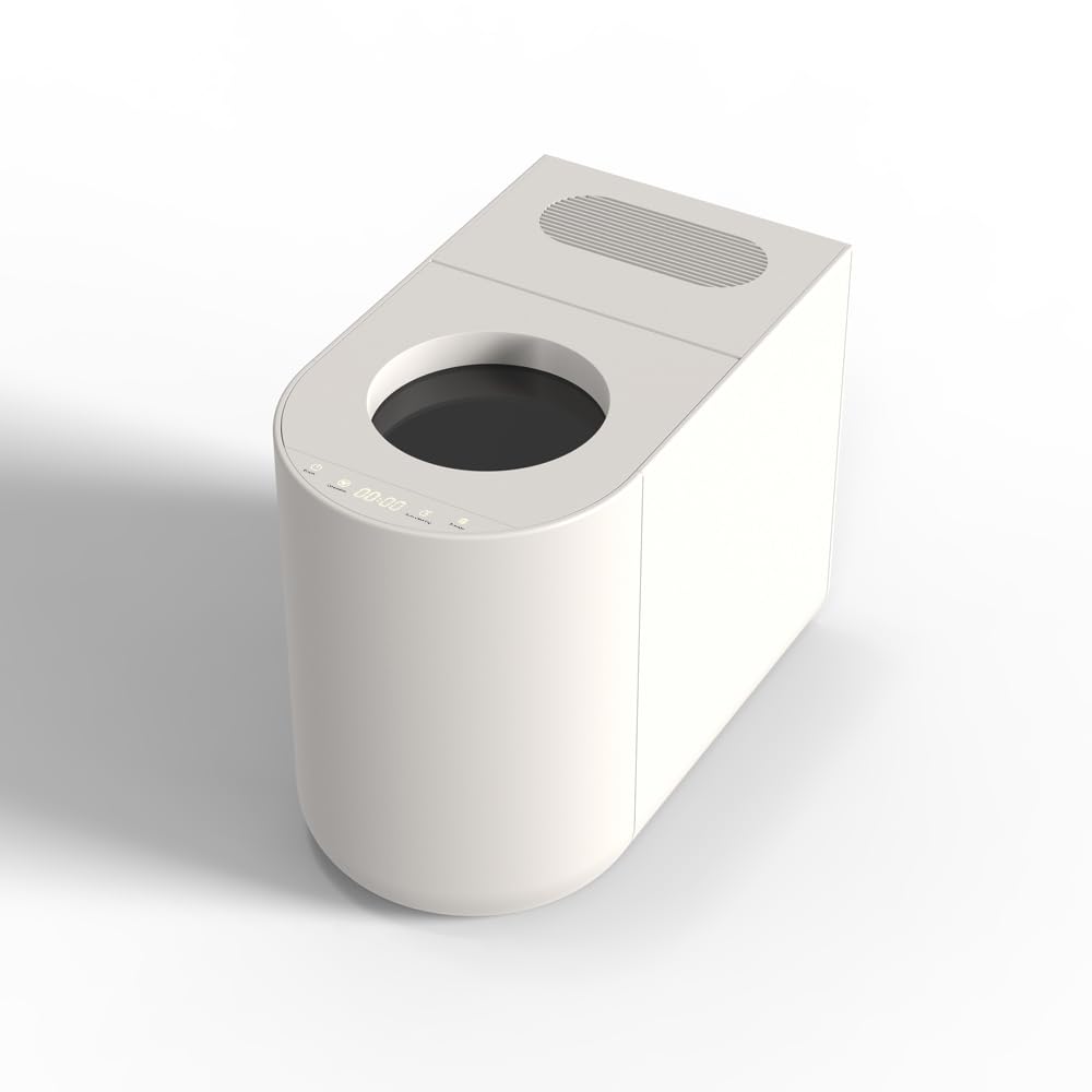 Gecheer 4,5L elektrischer Küchenkomposter, intelligenter Kompostbehälter mit Echtzeitüberwachung und LED Display, mit automatischer Reinigung und geruchsreduzierendem Kohlefilter