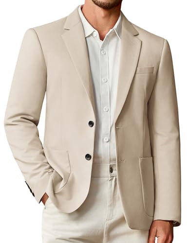 Vssjavun Sports Coats for Men Regular Fit Suit Coat Blazer Jacket Lightweight Dress Jacket Beige L