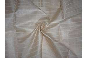 Puresilks Mulberry Tussar Silk Fabric with Silk Stripes