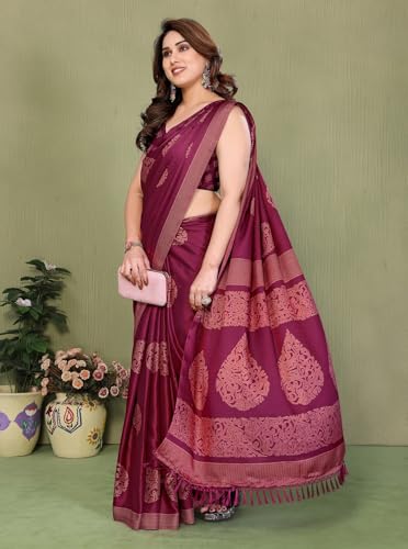 Image of Amazon Brand - Tavasya Womens Blocked Printed Daily Wear Chiffon Georgette Saree With Blouse With Blouse