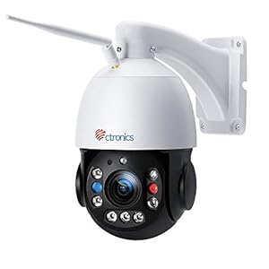 Ctronics 30X Optical Zoom 5MP PTZ Outdoor Surveillance Camera, WiFi IP Dome Camera, Outdoor, Human Detection, Automatic Tracking, 150 m Night Vision, Supports SD Card, IP66