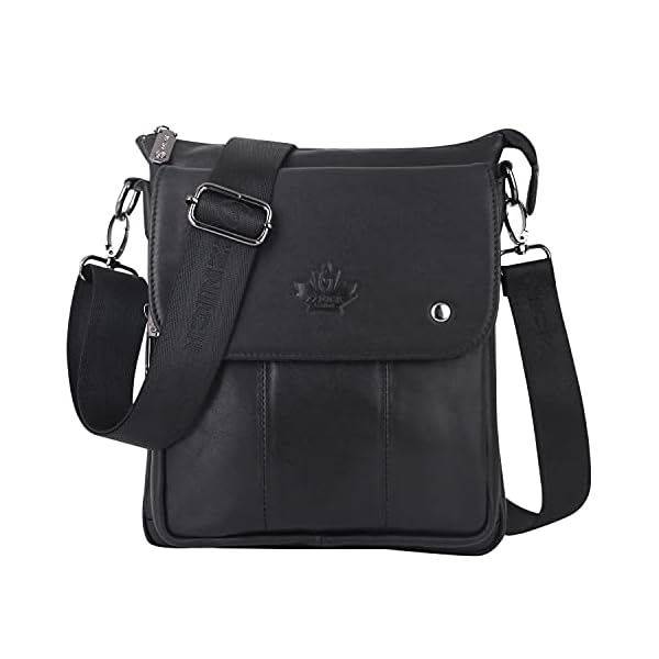 ZZNICK Genuine Leather Messenger Bag, Sling Bag Crossbody Shoulder Bags for Travel Work Business (Black-2303)