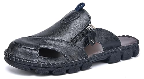 Honeystore Men's Slide Flat Sandals Hollow Slip-on Beach Shoes