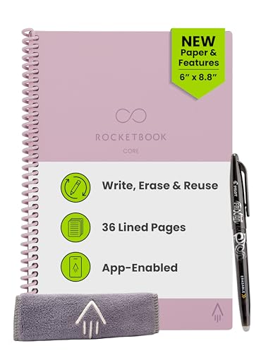 Rocketbook Core Reusable Notebook (Executive, 6×8.8, College-Ruled, Pink)