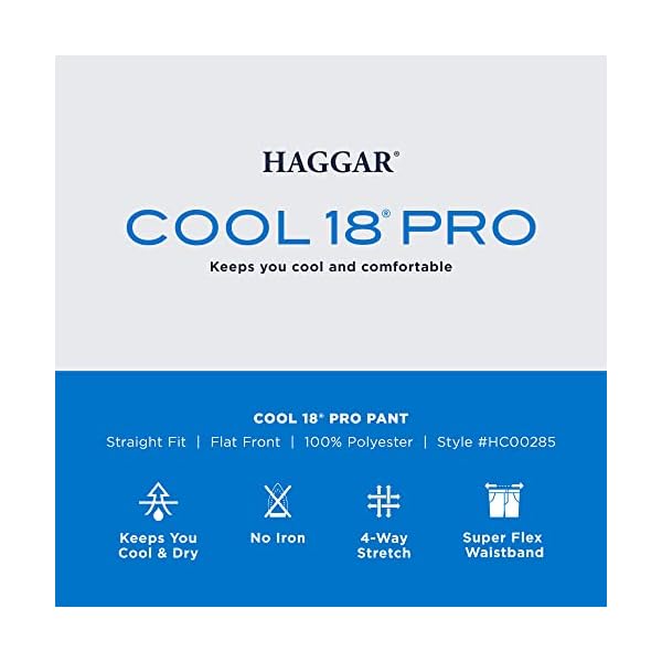 Haggar Men's Cool 18 Pro Straight Fit Flat Front Superflex Waistband Pant, Navy, 38Wx34L - Image 5