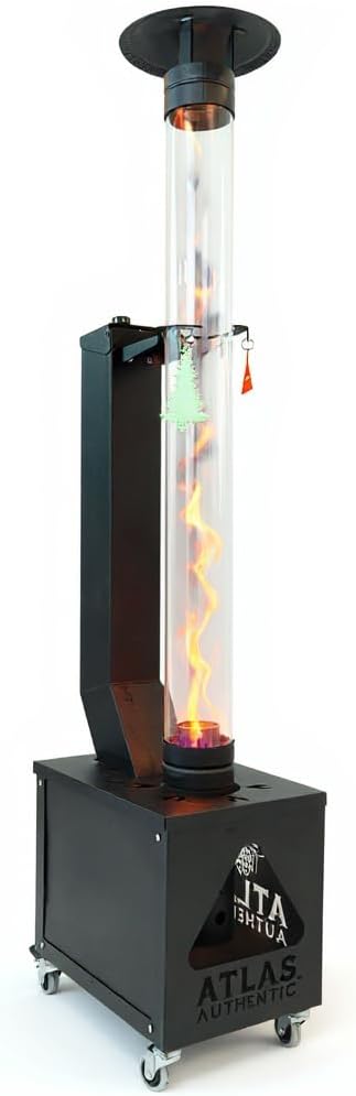 Wood Pellet Patio Heater – Smokeless Flame, Portable with Wheels, Easy Cleanout – Durable, Modern Look for Home, Garden & Camping