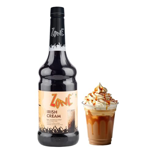 Image of Zone Flavoured Syrups 1000ml - Premium Cafe-Style Syrups for Mocktails, Cocktails, Milkshakes, Coffees, Iced Teas, Sodas & Desserts | Perfect for Home Use, Small Cafes, Bars & Gifting (Irish Cream)