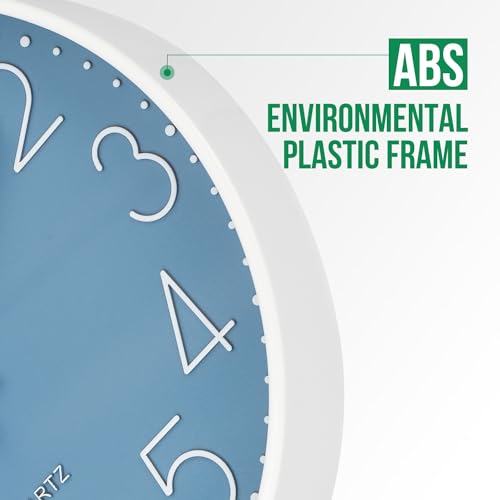 Image of Wall Clock Non-Ticking Silent Modern Simple Style Round Decor Clock Stereoscopic Dial Quartz Wall Clocks for Home /Office /School /Living Room /Bedroom /Kitchen (Cerulean, 8inch)