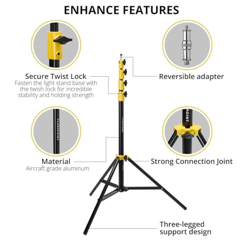 Flashpoint 9.5' Yellow Color Coded Pro Air-Cushioned Light Stand V2