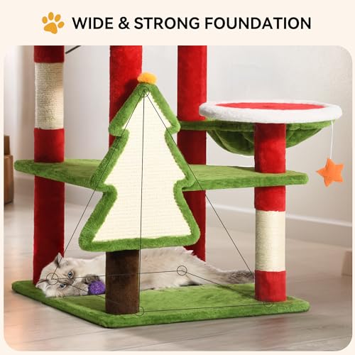 Torre para gatos DWVO 54 pulgadas con perchas y postes rascadores miniatura 5
