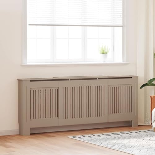 Image of Brown Engineered Wood Radiator Cover 2 pcs 80.71 x 8.07 x 32.09 in with Water Resistant Material and Efficient Heat Flow for Home Decor and Additional Storage