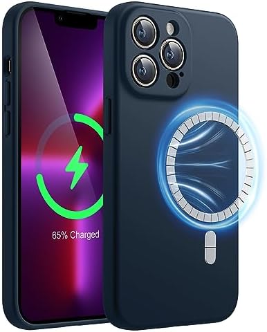 JETech Magnetic Silicone Case for iPhone 13 Pro 6.1-Inch, Compatible with MagSafe, Phone Cover with Camera Lens Full Protection (Black)