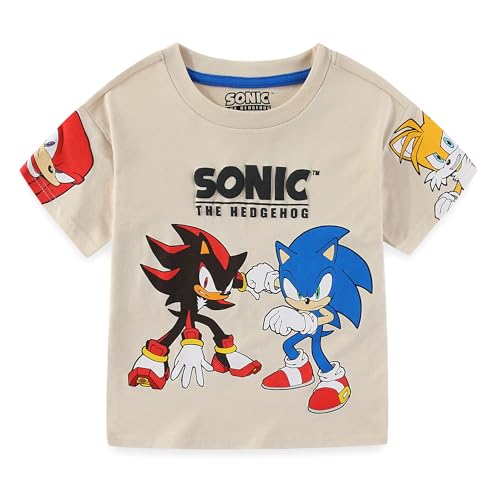 SEGA Sonic The Hedgehog Boys Short Sleeve T-Shirt for Big Kids Beige