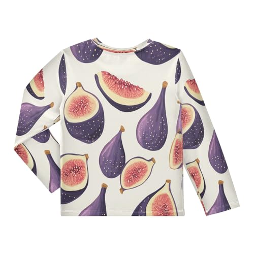 Purple Fig Pattern Boys Rash Guard Long Sleeve UPF 50+ Boys Swim Shirt Quick Dry Shirt for 3-12 Years2