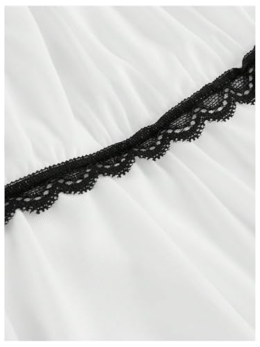 Verdusa Women's Plus Size Contrast Lace Babydoll Top Tie Shoulder Peplum Bustier Cami Top4