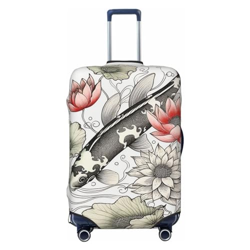 Travel Luggage Cover Anti-Scratch Suitcase Cover Protector Elastic Thicken Luggage Protector Washable Baggage Covers Fish Japanese Carp Suitcase Sleeve Fit 18-32 Inch Luggage Medium