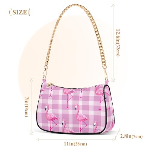Clutch Shoulder Bags Tote Evening Purse Handbags para Mujeres Rosa Flamenco con cierre de cremallera miniatura 5
