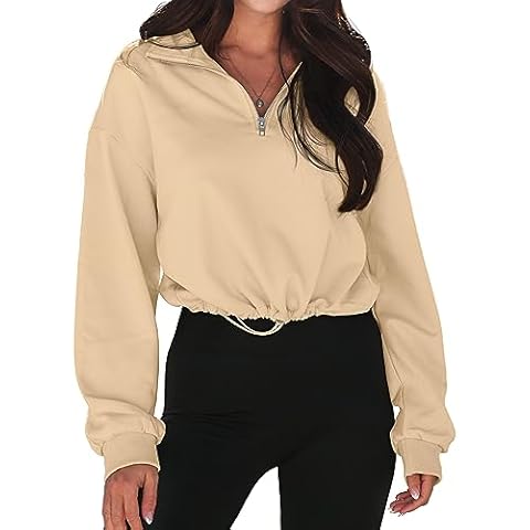 MEROKEETY Women's Quarter Zip Pullover Cover
