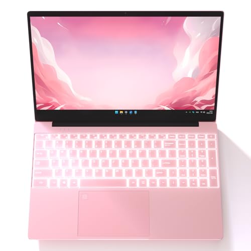 Auusda Business Laptop Computer for Work, Notebook PC for College Students, 15.6' FHD Display, 4-Core Processor, Backlit Keyboard, Fingerprint ID, Up to 10TB Storage, 32GB DDR4 RAM, 1TB NVMe, Pink