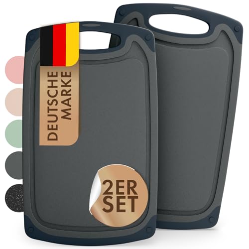 Blumtal Frühstücksbrettchen Kunststoff 25x15 cm im 2er Set - Brettchen spülmaschinenfest - Frühstücksbretter Kunststoff BPA-frei - Frühstücksbrettchen spülmaschinenfest - kleine Brotbretter Grau