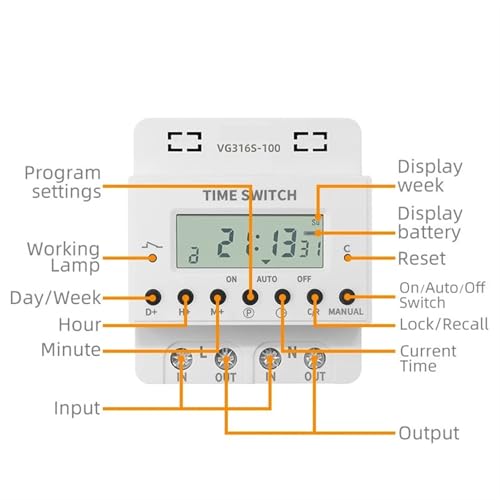 Minuterie relais programmable 80A 220v commande interrupteur horaire rail Din - 2