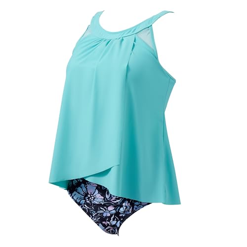 Image of SUUKSESS Women Tummy Control Tankini Bathing Suit Ruffle High Waisted Swimsuit