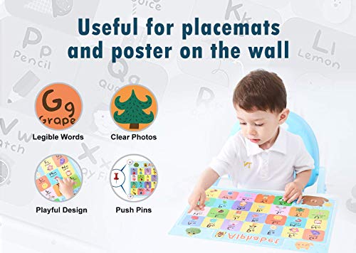 Uncle Wu Kids Learning World Map Placemats/Post Wall - 16 X 12 Inch Waterproof #TOP3