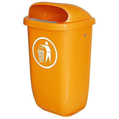 BRB Poubelle d'extérieur - Capacité : 50 l - Conforme à la norme DIN 30713 - Orange