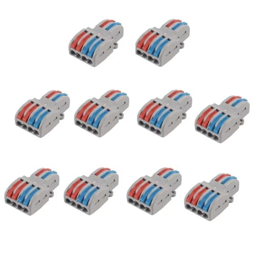 Image of ROBOWAY 10Pcs LT-422 Lever Wire Connector, 2 In 4 Out Push-in Lock Universal Terminal Block for 0.08-4.0mm Electrical Wires, Compact Splicing Connector, Easy Reusable Wiring Terminal (Pack of 10)