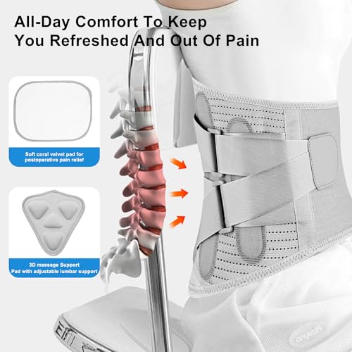 DOKIBI Back Brace for Lower Back Pain Relief for Men&Women Adjustable Lumbar Support Belt Breathable Mesh for Herniated Disc,Sciatica,Scoliosis with Removable 3D Pad Home&Work&Sports (Gray, X-Large)