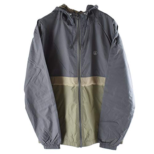 Volcom Men's Ermont Hooded Windbreaker Jacket Asphalt Black