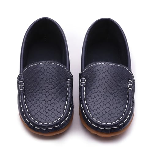 Image of Boys Loafers PU Leather Slip-On Toddler Dress Shoes Non-Slip Sole Kids Moccasins for School Events and Daily Wear