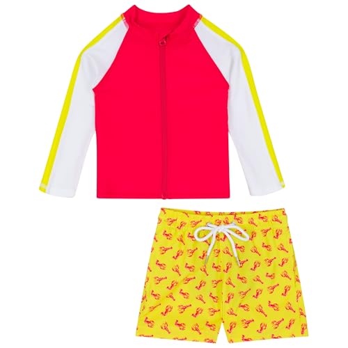 Image of SwimZip Boys' Long Sleeve Rash Guard & Swim Shorts Set - UPF 50+ Sun Protection