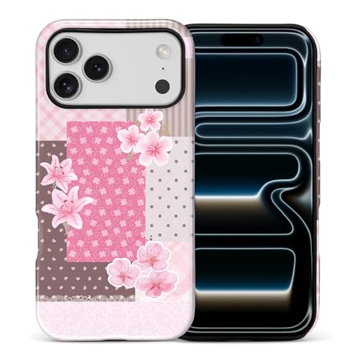 Coque iPhone 17 Pro Max hybride protection militaire à motif floral lys et sakura