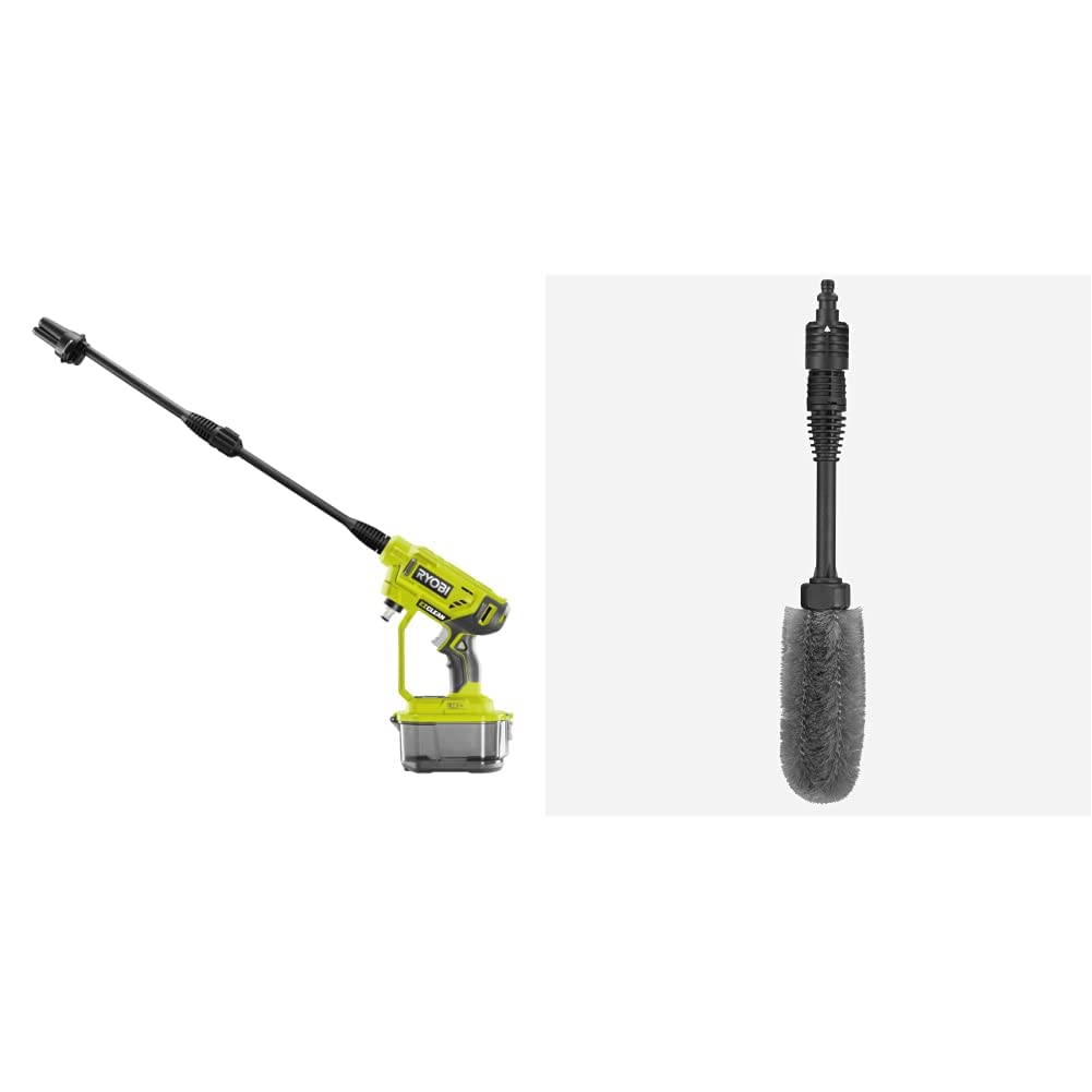 Ryobi - Pistolet Haute Pression 18V - 22 Bars - 182 L - buse 3-en-1 - kit de siphonnage 6 m Inclus avec crépine et Filtre intégrés & Brosse spéciale jantes pour pistolets haute pression RAC749