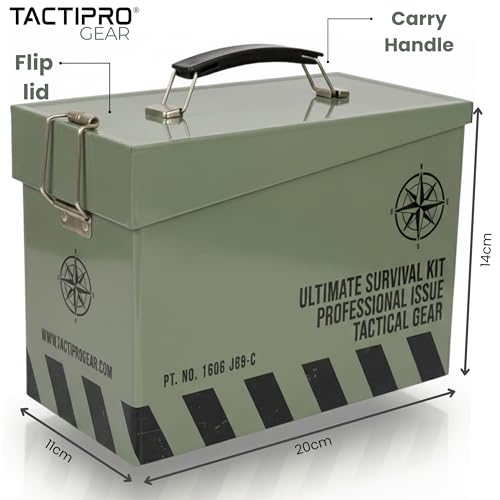 Tin Storage Box, Lunch Box & bedroom accessories. Cool Survival tin military style lunchbox, treasure snack & stash box. Neatly store bits & bobs. Great novelty gifts for men women & kids of all ages
