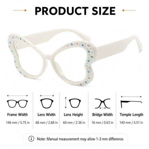 Image of Butterfly Shape Glasses for Women Retro Clear Flat Lens