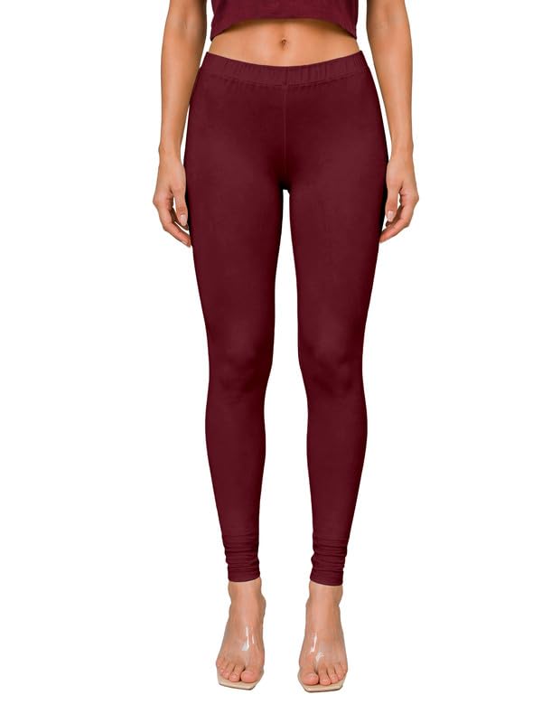 Image of TRENDMALLS Women's Microfiber Elastane Stretch Soft Churidar Length Leggings with Ultrasoft Waistband