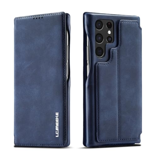 Étui compatible avec Samsung Galaxy S20 Ultra rabat cuir bleu fente carte